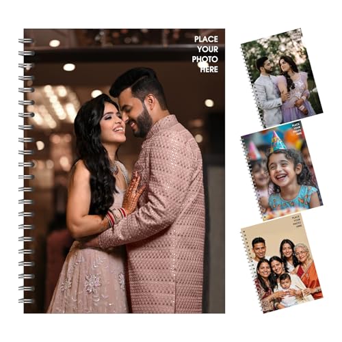Image of Notebook Diary with Your Photo (Customized) - A5 Multicolour Notebook for Wedding, Birthday, Family Memories, Anniversary, ideal Gift for all occasion and ceremony