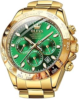 OLEVS Herrenuhren Automatik Grün Goldene Mechanische Luxus Kleid Armbanduhr mit Tag Datum Wasserdicht Uhr