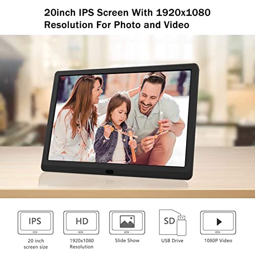 20 Inch New Digital Picture Frame 1440X900 Ips Screen Digital Photo Frame With Remote Control Adjustable Brightness Timing Power On/Off Background Music Support- Gift For Friends And Family (Black) #TOP1
