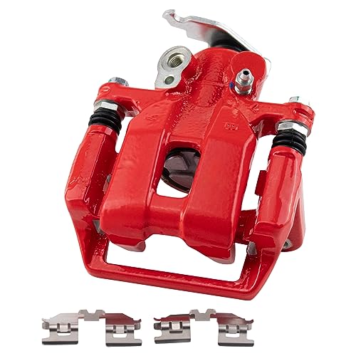 Image of TRQ Performance Rear Brake Caliper Set Painted Red Brackets | For 2009-2014 Acura TSX 2008-2012 Honda Accord