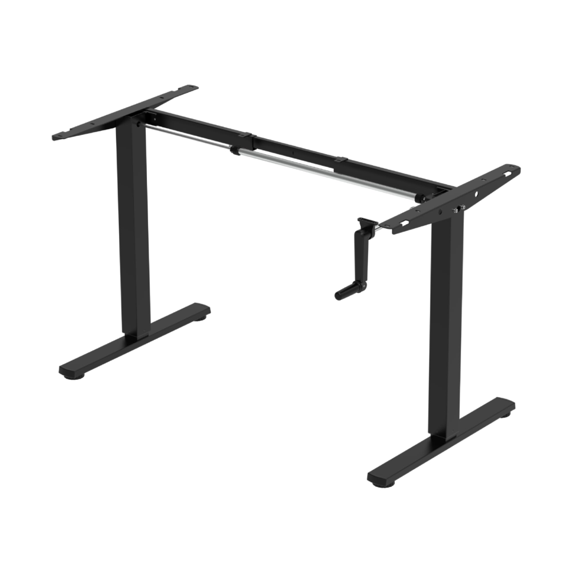 ErgoYou - Manual Height Adjustable Table - 2 Stage - 60 Kgs Max Weight Capacity - M14 Series - Ergonomic Sit Stand Desk with Smooth Hand Crank - Imported - Black | Only Steel Frame