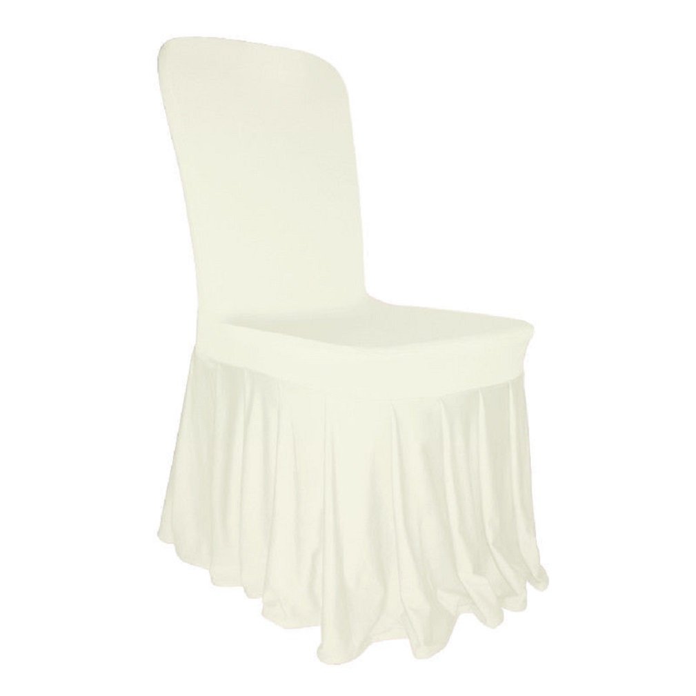 L&L® Spandex Lycra Skirt Chair Cover for Wedding Banquet Reception Party Event UK (Ivory)