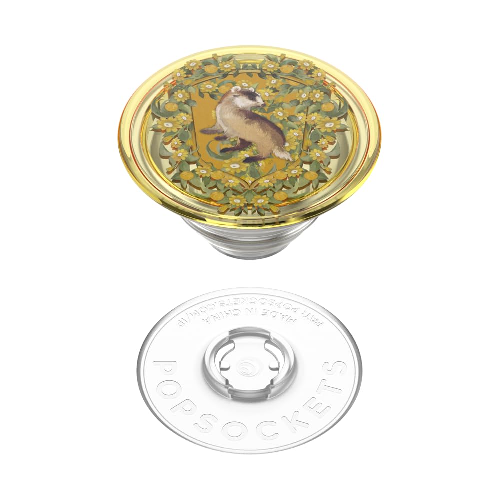 PopSockets: PopGrip - Rozszerzany stojak i uchwyt z wymiennym blatem do smartfonów i tabletów, urodziny Harry'ego Pottera - Hufflepuff kwiatowy herb