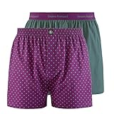 bruno banani Herren Boxershort 2Pack Enthusiast Unterwäsche, Purple Print//tannengrün, M