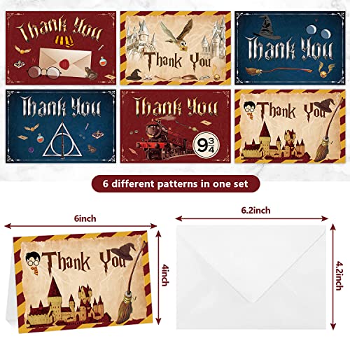 Qutana 24Pcs Magic Wizard Thank You Cards, Wizard Birthday Party Greetings Cards With 24 Envelope Birthday Thank You Cards For Kids Boy Girl Birthday Party Supplies #TOP1