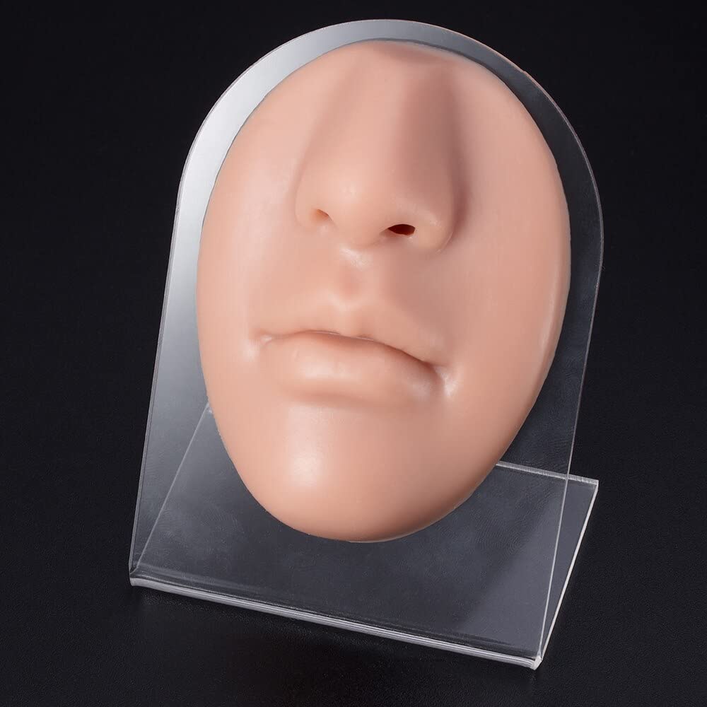 Modello 1:1 del naso 'orecchio in silicone for la pratica dei gioielli for il corpo - Strumento di visualizzazione del piercing riutilizzabile(Brown face)