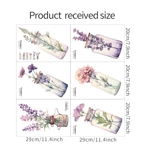 6 Piezas Vinilos Decorativos Floreros de Cristal para Pared miniatura 5