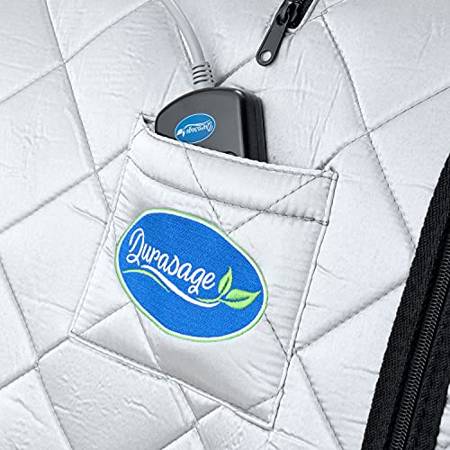 Durasage Personal Ultra Low Emf Portable Infrared Sauna Spa For Relaxation At Home, 30 Minute Timer, With Handheld Remote Control, Heated Footpad And Chair (Silver) #TOP4