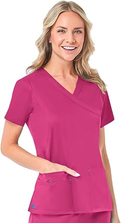 Maevn Womens Blossom Mock Wrap TopPassion Pink, XX-Large