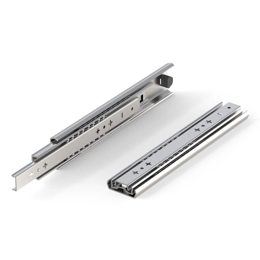 Guide a Sfera, Portata 80 kg, Estrazione Totale (800 mm), Montaggio Laterale, Guida Sfilabile, 1 Coppia (2 guide)