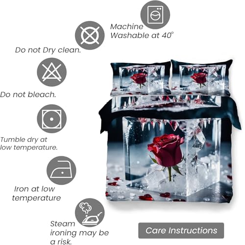 Housse de Couette 160x200 Rouge Soft Touch | Parure de Lit Chic Rose Congelée - 7