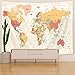 VeiVian World Map Tapestry, Topographic World Map, Beige, 40X30in, Wall Art, Bedroom, Living Room