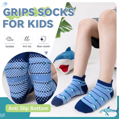 Image of Eyean Kids Ankle Cotton Socks Cute Animal Pattern Soft Non Slip Boys Girls No Show Socks 6 Pairs