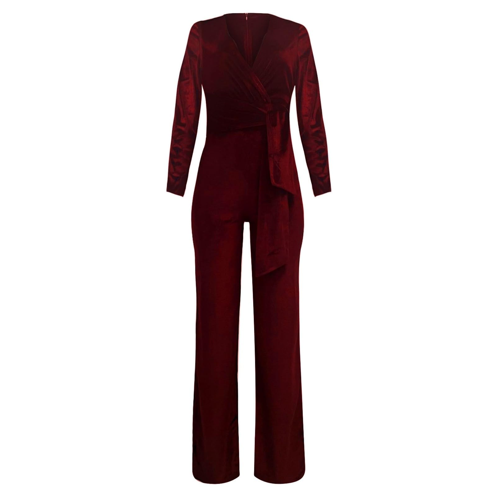 Jumpsuit Damen Sommer Lang, Overall Damen Elegant Festlich, Einteiler Festival Outfit Playsuit Hohe Taille Einfarbig Gerades Bein Hose Romper Hosenanzug Business Mit Ärmeln Casual Jumpsuit Damen Sport