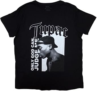 Tupac T Shirt 2Pac Only God Can Judge Me Official Womens Boyfriend Fit Black Size XL