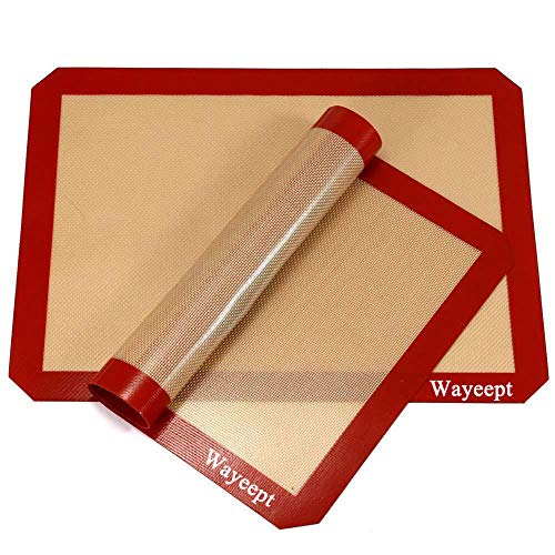 Cookie Sheet Liner Baking Mats Pan Liners Pastry Mat Silicone Reusable Half Sheet Non Stick Bake Mats 16-1/2"x10-5/8" for Macaron/Bake Pans Rolling Pastry/Bread Making(2 Pack)