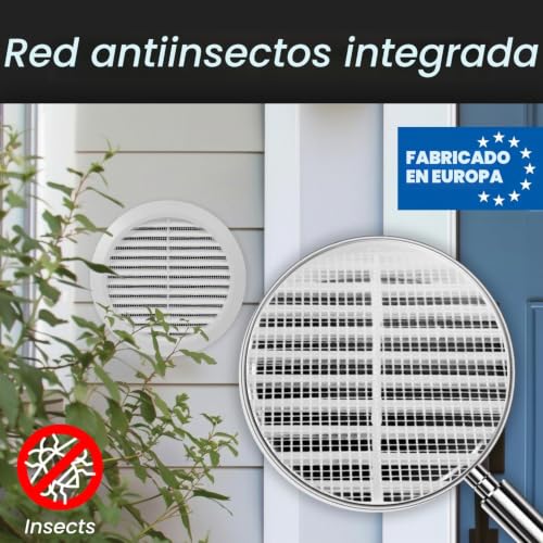 Miniatura 3 de Repa Market Paquete De 2 Cubiertas De Ventilación Blancas De 90 Mm Con Pantalla De Malla Rejilla De Ventilación De Plástico Soffit Rejilla De Ventilación Para Conductos De Pared Interiores Y