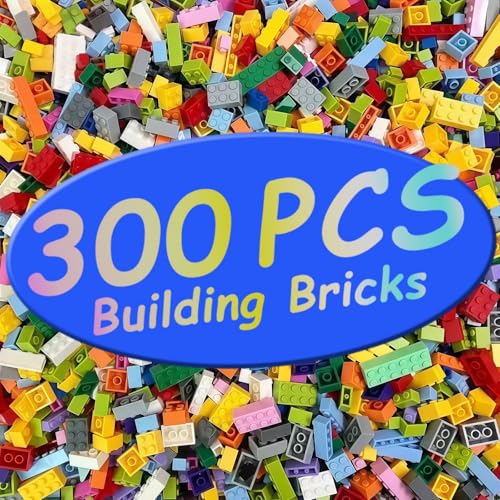 300 Pieces Building Blocks bulk, Compatible With LEGO And All Brands, 12 Sizes And A Variety Of Colors To Mix And Match, Suitable For Christmas, Halloween And Birthday Gifts For Boys And Girls Aged 6+