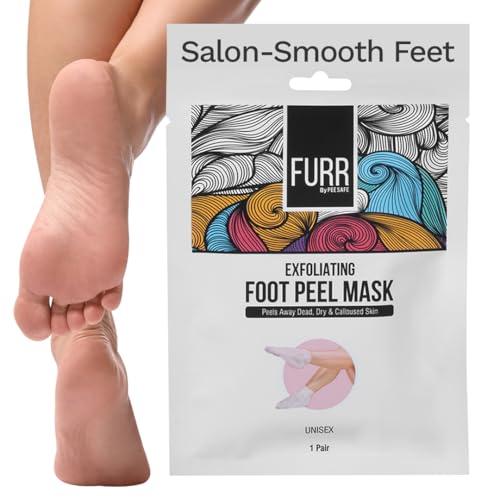 Image of FURR Glycolic Acid & Salicylic Acid Peeling & Exfoliating Foot Mask | Reduces Dry Skin & Hard Calluses| Exfoliates,Moisturizes & Hydrates Feet | Nourishing Foot Mask | Fits Like Socks | Unisex
