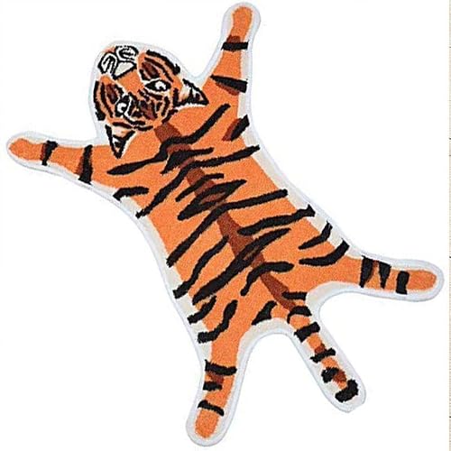 Hiltow Tiger Print Rug,Cute Faux Tiger Rug Small Area Rugs For Home Decor Fluffy Animal Print Rug Carpet For Kids Room Bedroom(Yellow,Size:21.5×32.4 In) #TOP7