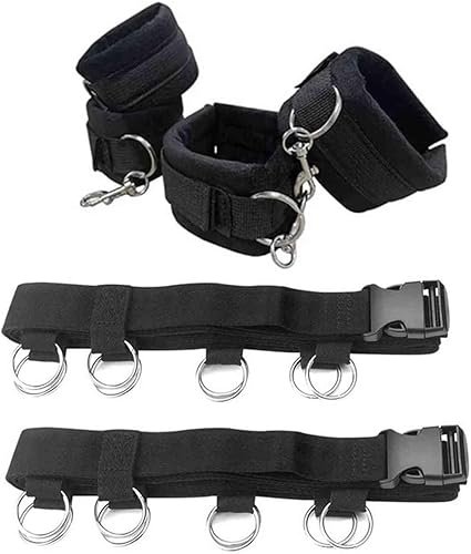 Vista 5 de Kit de sujeción de amarre para cama de tamaño King Queen correas de cama para adultos, tobilleras y muñequeras, pulseras sexuales para mujeres