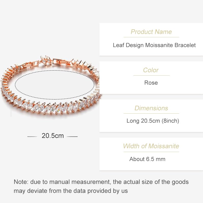 14K Gold Tennis Bracelet for Women - Sparkling Leaf Design with Moissanite Diamond Accents2