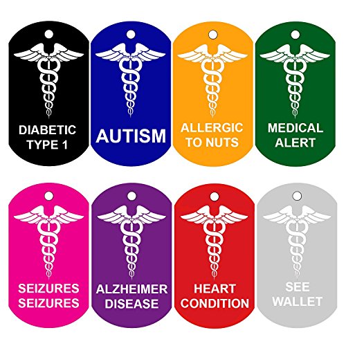 CNATTAGS 2 Medical Alert ID Tags | Personalized Front and Back | Medical Alert | Medical Pet Tag Dog Tag (Red)