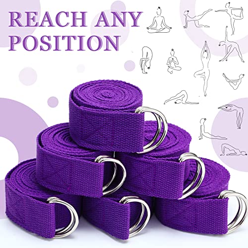 6 Pcs Yoga Strap for Stretching 8 Ft Yoga Exercise Adjustable Straps Yoga Bands with Safe Adjustable D Ring Buckle for Pilates Gym Workouts Yoga Fitness Improves Sitting Posture - Image 5