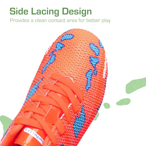 DREAM PAIRS Boys Girls Soccer Cleats Kids Football Shoes for Little/Big Kid,Size 12 Little Kid,Orange,SDSO2301K