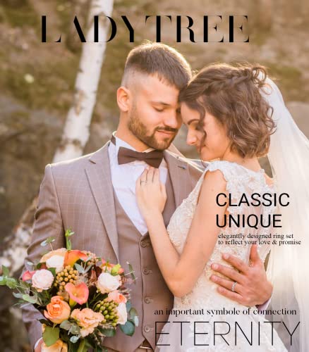 Ladytree Promise Rings for Couples 925 Sterling Silver Adjustable Matching Rings Set for His and Her Wedding Engagement Marriage Band 2PCS2