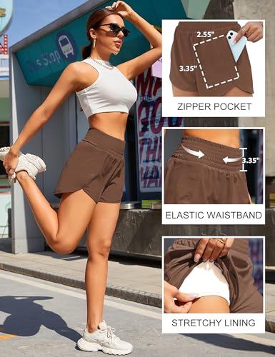Image of BMJL Women's Athletic Shorts High Waisted Running Shorts Pocket Sporty Shorts Gym Elastic Workout Shorts
