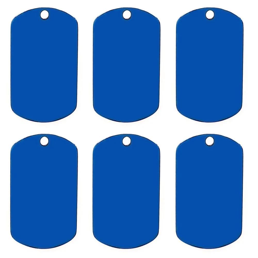 100 Stück leere Militärmarken aus Edelstahl, personalisierbar, Anti-Verlust-Marke, Namensschild, Hund, Katze, Namensschild, Schlüsselanhänger, Blau, S-40 x 25 mm