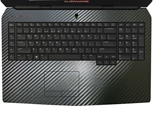 Customized Free Cut Wrist Palmrest Palm Rest Touchpad Trackpad Sticker Skin Cover Protector for 17.3'' Dell Alienware 17 (2015 Version) (Black Carbon Fiber)