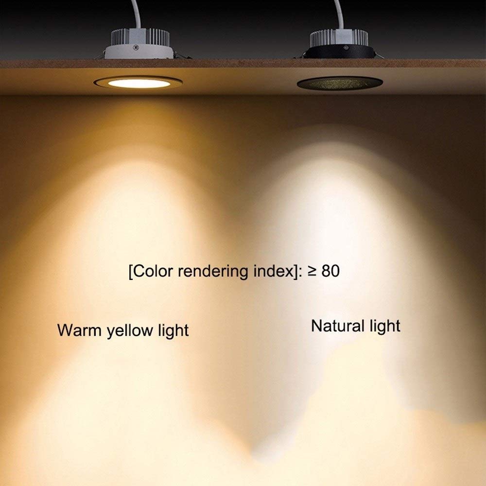 Foco de Techo LED Blanco antideslumbrante de Perfil bajo de 8 W, CRI 80, Empotrado para porches y sótanos.