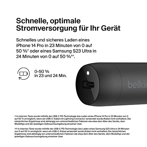 Belkin BoostCharge 30-W-Kfz-Schnellladegerät, Zigarettenanzünder USB, kompaktes Modell mit USB-C-Power Delivery-Anschluss… – Ansicht 2