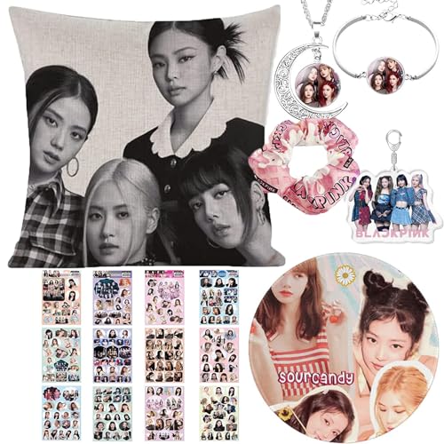 ZPPLD Blackpink Merchandise Set - Upominek dla fanów z poszewką na poduszkę, naklejkami, 45 x 45 cm, 1 sztuka