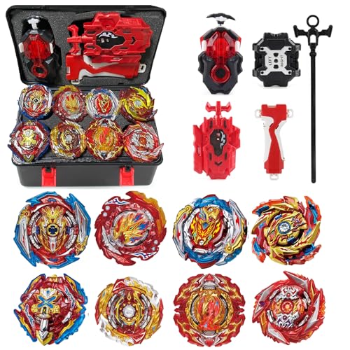 Gkopune 8pcs Toupie Turbo, De Gyroscopes 4D Set Lanceurs, Cadeaux pour Enfants,Rend