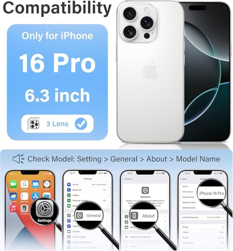 Image of DIZORO Crystal Clear Compatible with iPhone 16 Pro Case with Anti-Yellow Anti-Scratch Shockproof Transparent Cover