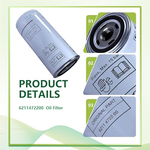 Image of 6211472200 KAYIQIN Oil Filter Compatible with Screw Air Compressor, 6211472250 Replacement Part