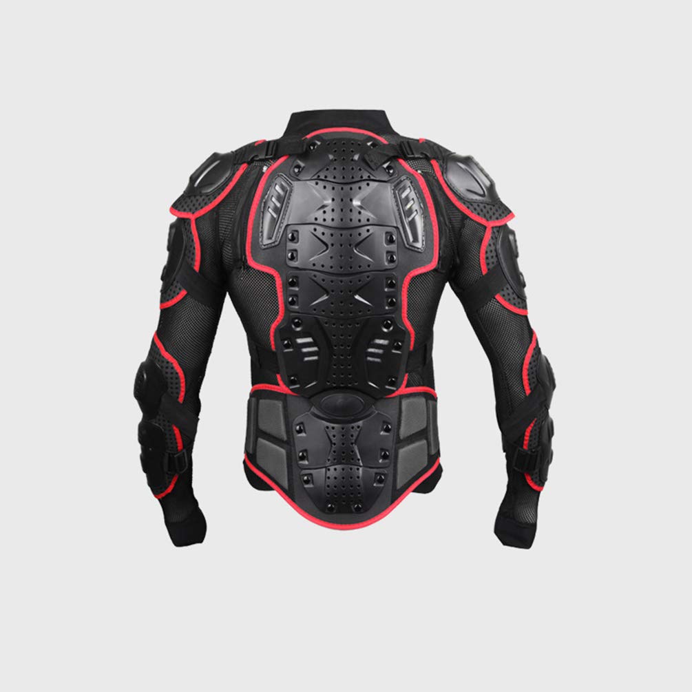 Giacchino Protettivo Traspirante Motocross Giacca Manica Lunga Armatura Jacket per Scooter, MTB, Enduro (Nero Rosso, M)