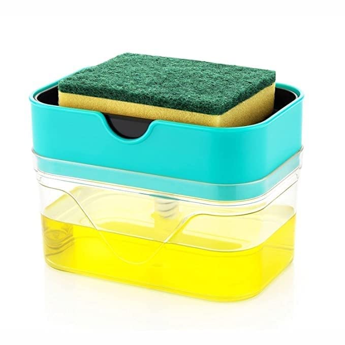 NewSun 2 in 1 Press-Type Sink Liquid Soap Dispenser Pump with Sponge Holder Caddy for Home and Kitchen Accessories (Multicolour) (B0B85H6K5Q) Amazon Price History, Amazon Price Tracker