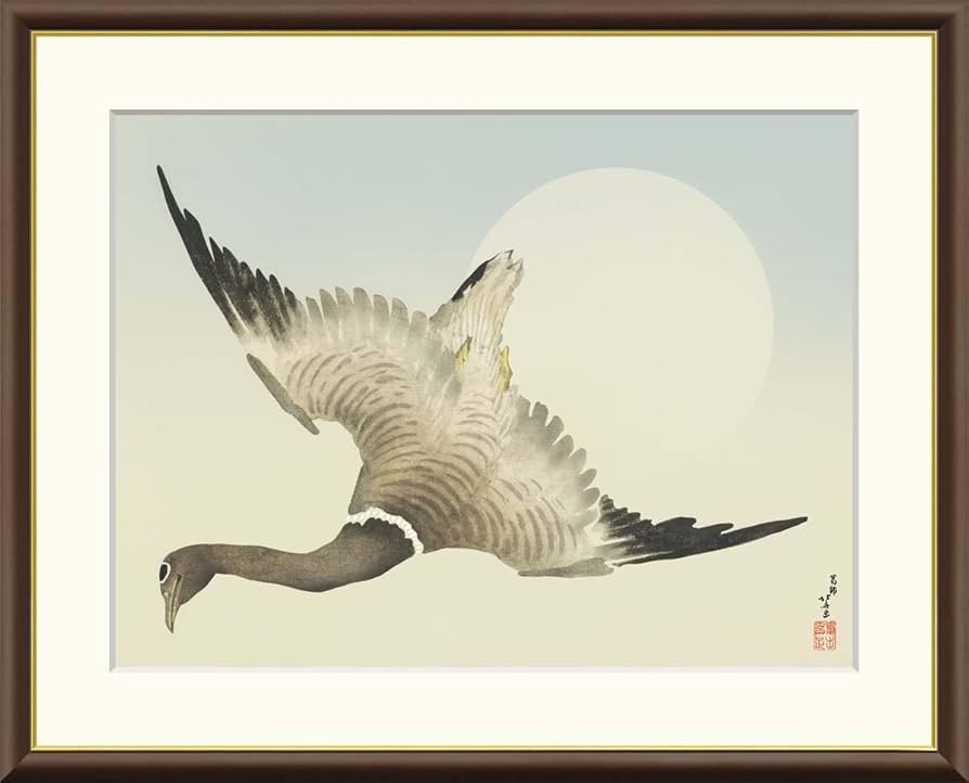 Amazon.co.jp: 葛飾北斎「月の前を飛ぶ雁」 高精細ジクレー版画
