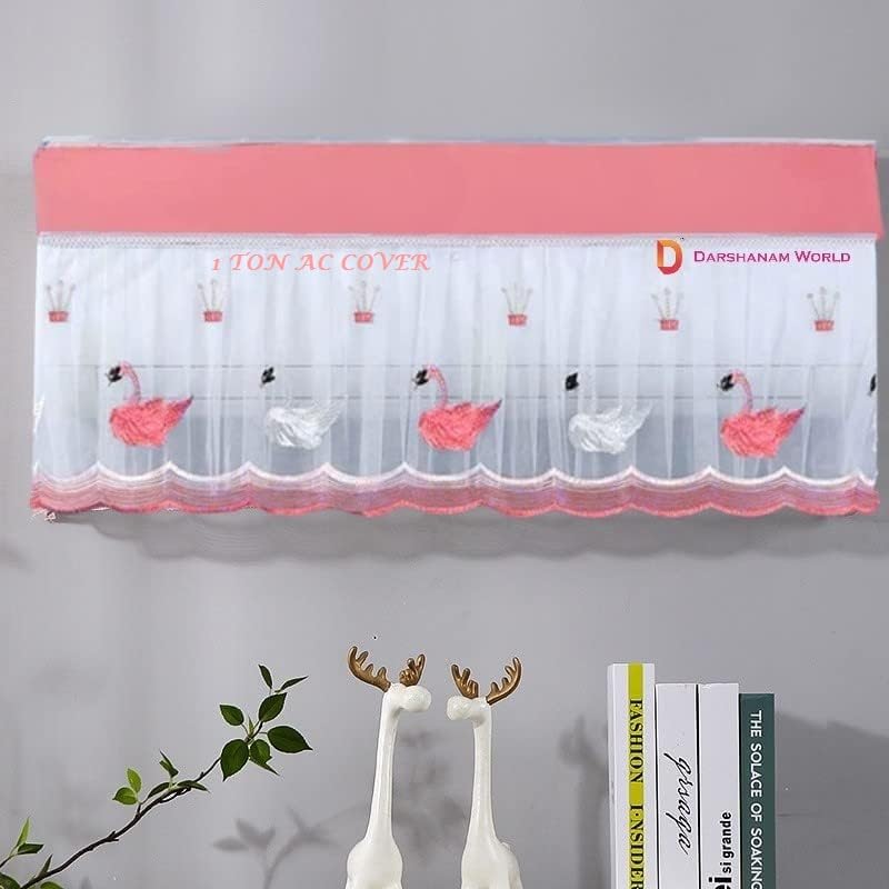 DARSHANAM WORLD Premium Work Indoor AC Dust Protection Cover Designer Summer Ac Cover for (Small size)1 Ton (34 X 12 X 9 inch ) (PINK DUCK 1)