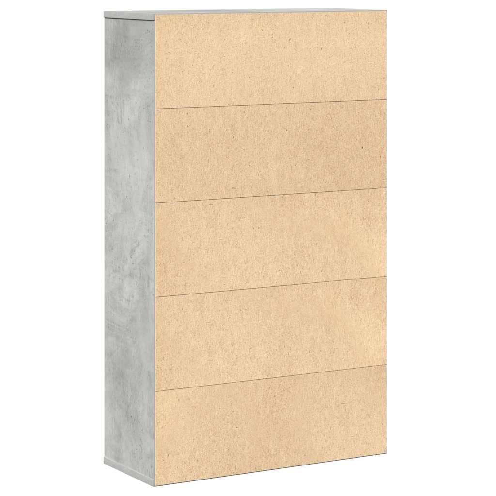 Libreria grigio cemento, 60 x 24 x 101,5 cm, in legno con porta e vano portaoggetti, ideale per soggiorno, studio o biblioteca, per raccoglitori, documenti e decorazioni