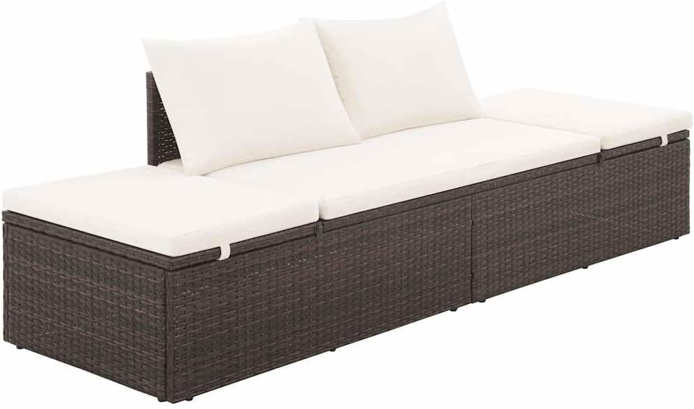 vidaXL Outdoor Lounge Bed Brown and Cream White