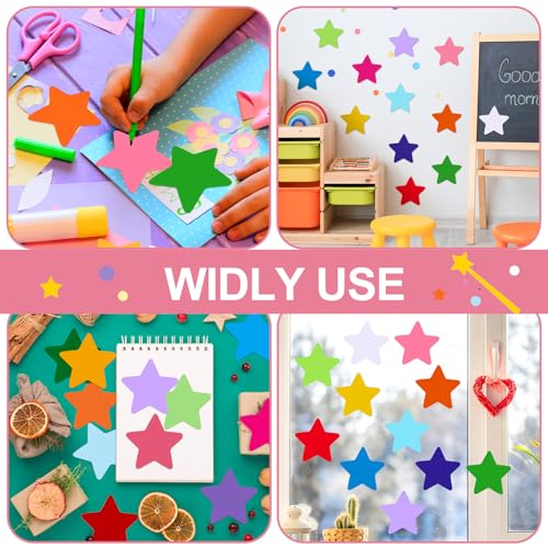 Image of Kisston 360 Pcs Star Cutouts Paper 3.9 Inch Assorted Color Die Cuts for DIY Craft Projects School Classroom Bulletin Board Decor