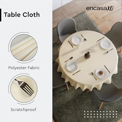 Image of Encasa XO Dining Table Cloth 4 Seater, Satin Table Cover 56 inch Round