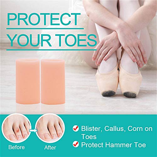 Image of Toe Sleeves,Gel Toe Protectors and Separators to Protect Hammer Toe, Corn, Calluses,Blisters