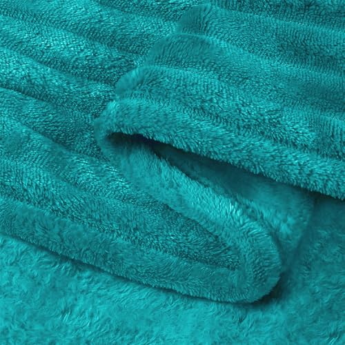 Image of BEDELITE Fleece Throw Blanket for Couch - 3D Ribbed Jacquard Soft and Warm Decorative Fuzzy Blanket - Cozy, Fluffy, Plush Lightweight Blue Throw Blankets for Bed, Sofa, 50x60 inches