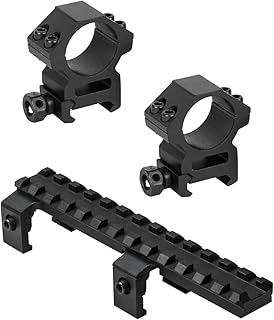 Optics Mounting Kit with Aluminum Scope Rings + Low Profile Rail Picatinny Compatible Rail Mount for HK H&k MP5 SP5 SP89 PTR91 Rifles for H&k 1st Generation GSG5 GSG-5 - M1SURPLUS
